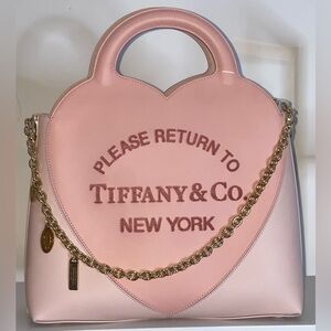 Tiffany & Co. Pink Multi Color Heart Crossbody Purse Handbag w Gold Hardware